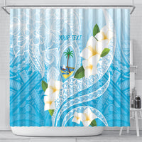 Guam Chamorro Guasali Flowers Shower Curtain Aqua Gradient LT7