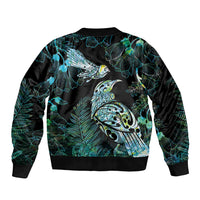 Aotearoa Maori Mahuru Bomber Jacket Spring Time - Paua Shell Green LT7 - Polynesian Pride