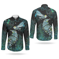 Aotearoa Maori Mahuru Couples Matching Tank Maxi Dress and Long Sleeve Button Shirt Spring Time - Paua Shell Green LT7 - Polynesian Pride