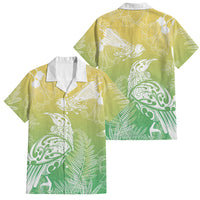 Aotearoa Maori Mahuru Tui With Pikawakawa Family Matching Summer Maxi Dress and Hawaiian Shirt Spring Time LT7 Dad's Shirt - Short Sleeve Green - Polynesian Pride