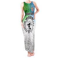 Personalised Malampa Fiji Day Tank Maxi Dress Gradient Style LT7 Women White - Polynesian Pride