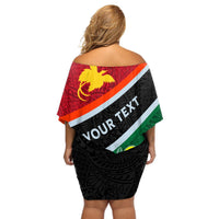 Personalised Penama and Papua New Guinea Day Off Shoulder Short Dress Emblem Mix Style LT7 - Polynesian Pride