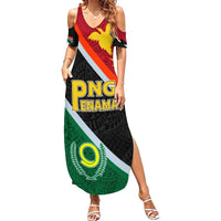 Personalised Penama and Papua New Guinea Day Summer Maxi Dress Emblem Mix Style LT7 Women Colorful - Polynesian Pride