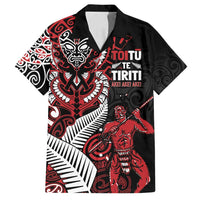 Aotearoa Toitu Te Tiriti Family Matching Off Shoulder Maxi Dress and Hawaiian Shirt Whakairo Wheku LT7 Dad's Shirt - Short Sleeve Black - Polynesian Pride