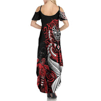 Aotearoa Toitu Te Tiriti Family Matching Summer Maxi Dress and Hawaiian Shirt Whakairo Wheku LT7 - Polynesian Pride