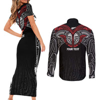 Aotearoa Maori Personalized Couples Matching Short Sleeve Bodycon Dress and Long Sleeve Button Shirt Toitu Te Tiriti Ake! Ake! Ake!
