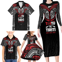 Aotearoa Maori Personalized Family Matching Long Sleeve Bodycon Dress and Hawaiian Shirt Toitu Te Tiriti Ake! Ake! Ake! LT7 - Polynesian Pride