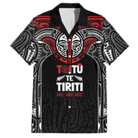 Aotearoa Maori Personalized Family Matching Off The Shoulder Long Sleeve Dress and Hawaiian Shirt Toitu Te Tiriti Ake! Ake! Ake! LT7 Dad's Shirt - Short Sleeve Black - Polynesian Pride