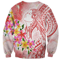 Polynesian Women's Day Wahine Sweatshirt Plumeria Marble Glaze - Pink LT7 - Polynesian Pride