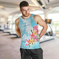 Polynesian Women's Day Wahine Men Tank Top Plumeria Marble Glaze - Turquoise LT7 Turquoise - Polynesian Pride