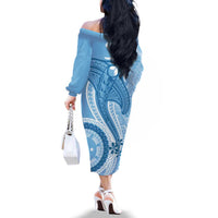 Micronesia FSM Family Matching Off The Shoulder Long Sleeve Dress and Hawaiian Shirt Shark and Manta Classic Style LT7 - Polynesian Pride