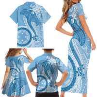 Micronesia FSM Family Matching Short Sleeve Bodycon Dress and Hawaiian Shirt Shark and Manta Classic Style LT7 - Polynesian Pride