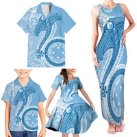 Micronesia FSM Family Matching Tank Maxi Dress and Hawaiian Shirt Shark and Manta Classic Style LT7 - Polynesian Pride