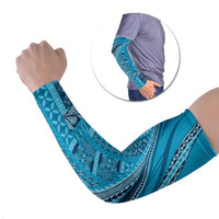 Pasifika Women's Day - Samoa Siapo Malu Tattoo Inspired Arm Sleeves Turquoise