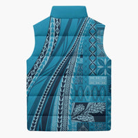 Pasifika Women's Day - Samoa Siapo Malu Tattoo Inspired Sleeveless Puffer Jacket Turquoise