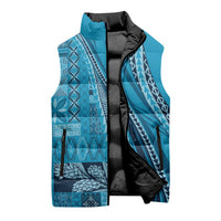 Pasifika Women's Day - Samoa Siapo Malu Tattoo Inspired Sleeveless Puffer Jacket Turquoise