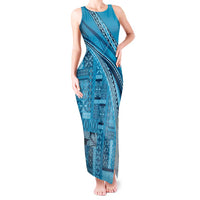 Pasifika Women's Day - Samoa Siapo Malu Tattoo Inspired Tank Maxi Dress Turquoise