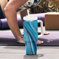 Pasifika Women's Day - Samoa Siapo Malu Tattoo Inspired Tumbler With Handle Turquoise