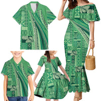 Pasifika Women's Day - Samoa Siapo Malu Tattoo Inspired Family Matching Mermaid Dress and Hawaiian Shirt Jade LT7 - Polynesian Pride