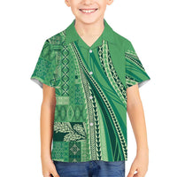 Pasifika Women's Day - Samoa Siapo Malu Tattoo Inspired Family Matching Tank Maxi Dress and Hawaiian Shirt Jade LT7 Son's Shirt Jade - Polynesian Pride