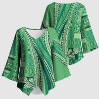 Pasifika Women's Day - Samoa Siapo Malu Tattoo Inspired Kimono Sleeve Blouse Jade
