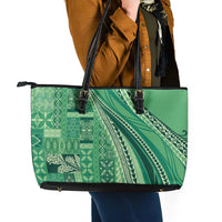 Pasifika Women's Day - Samoa Siapo Malu Tattoo Inspired Leather Tote Bag Jade