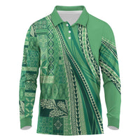 Pasifika Women's Day - Samoa Siapo Malu Tattoo Inspired Long Sleeve Polo Shirt Jade