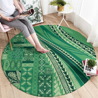 Pasifika Women's Day - Samoa Siapo Malu Tattoo Inspired Round Carpet Jade