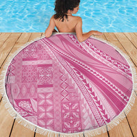 Pasifika Women's Day - Samoa Siapo Malu Tattoo Inspired Beach Blanket Pink