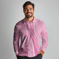 Pasifika Women's Day - Samoa Siapo Malu Tattoo Inspired Long Sleeve Polo Shirt Pink