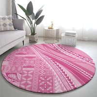 Pasifika Women's Day - Samoa Siapo Malu Tattoo Inspired Round Carpet Pink