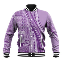 Pasifika Women's Day - Samoa Siapo Malu Tattoo Inspired Baseball Jacket Lavender