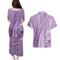 Pasifika Women's Day - Samoa Siapo Malu Tattoo Inspired Couples Matching Puletasi and Hawaiian Shirt Lavender