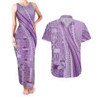 Pasifika Women's Day - Samoa Siapo Malu Tattoo Inspired Couples Matching Tank Maxi Dress and Hawaiian Shirt Lavender
