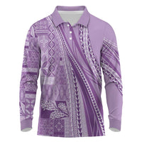Pasifika Women's Day - Samoa Siapo Malu Tattoo Inspired Long Sleeve Polo Shirt Lavender