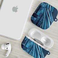 Pasifika Women's Day - Samoa Siapo Malu Tattoo Inspired AirPods Case Navy Blue