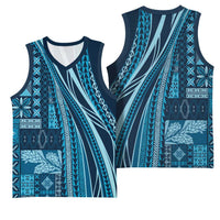 Pasifika Women's Day - Samoa Siapo Malu Tattoo Inspired Basketball Jersey Navy Blue