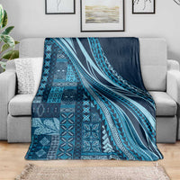Pasifika Women's Day - Samoa Siapo Malu Tattoo Inspired Blanket Navy Blue