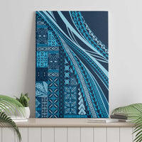 Pasifika Women's Day - Samoa Siapo Malu Tattoo Inspired Canvas Wall Art Navy Blue