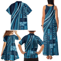 Pasifika Women's Day - Samoa Siapo Malu Tattoo Inspired Family Matching Tank Maxi Dress and Hawaiian Shirt Navy Blue LT7 - Polynesian Pride