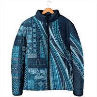 Pasifika Women's Day - Samoa Siapo Malu Tattoo Inspired Padded Jacket Navy Blue