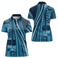 Pasifika Women's Day - Samoa Siapo Malu Tattoo Inspired Women Polo Shirt Navy Blue