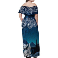 New Zealand Matariki Family Matching Off Shoulder Maxi Dress and Hawaiian Shirt Starry Night Style LT7 - Polynesian Pride