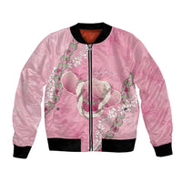 Hawaii Maui Island Flowers Lei Bomber Jacket Lokelani Rose Pink
