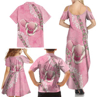 Hawaii Maui Island Flowers Lei Family Matching Summer Maxi Dress and Hawaiian Shirt Lokelani Rose Pink LT7 - Polynesian Pride