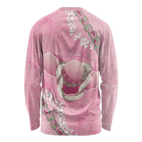 Hawaii Maui Island Flowers Lei Long Sleeve Shirt Lokelani Rose Pink
