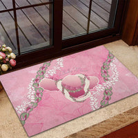 Hawaii Maui Island Flowers Lei Rubber Doormat Lokelani Rose Pink
