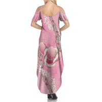 Hawaii Maui Island Flowers Lei Summer Maxi Dress Lokelani Rose Pink