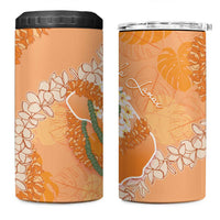 Hawaii Lanai Island Flowers Lei 4 in 1 Can Cooler Tumbler Orange Kaunaoa Mix Maile