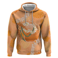 Hawaii Lanai Island Flowers Lei Zip Hoodie Orange Kaunaoa Mix Maile